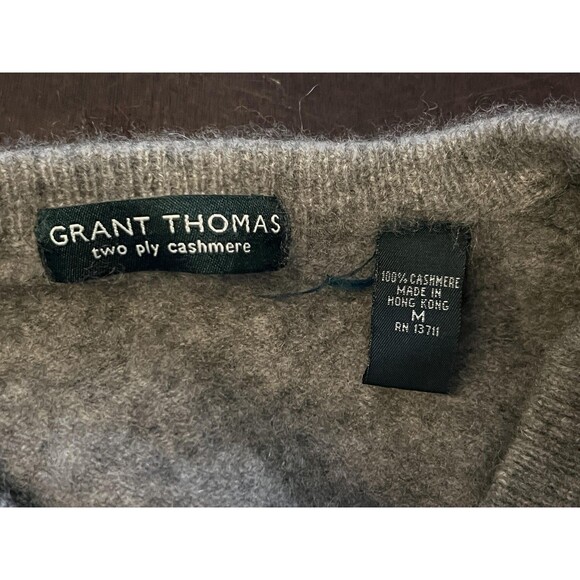 Grant Thomas Sweater Womens Medium Gray Pullover 100% Cashmere Two Ply Hong Kong - Picture 9 of 10